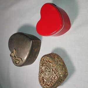 Vintage Metal Heart Shape Keepsake Holders